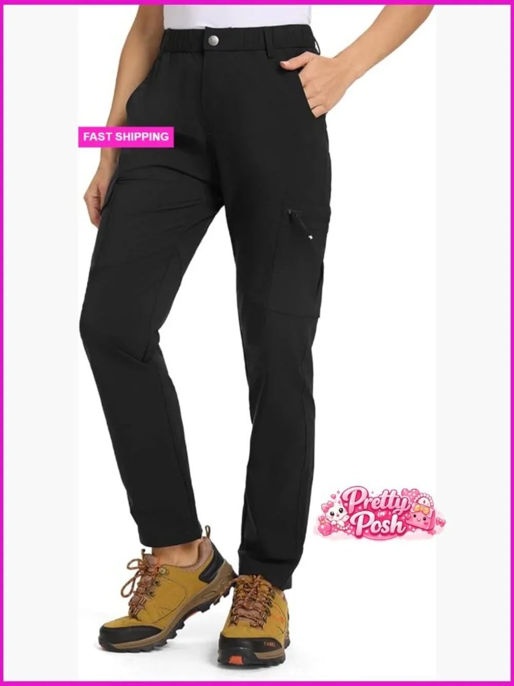 Women's Hiking Cargo Pants Water Resistant Quick Dry Lightweight 6 Pockets